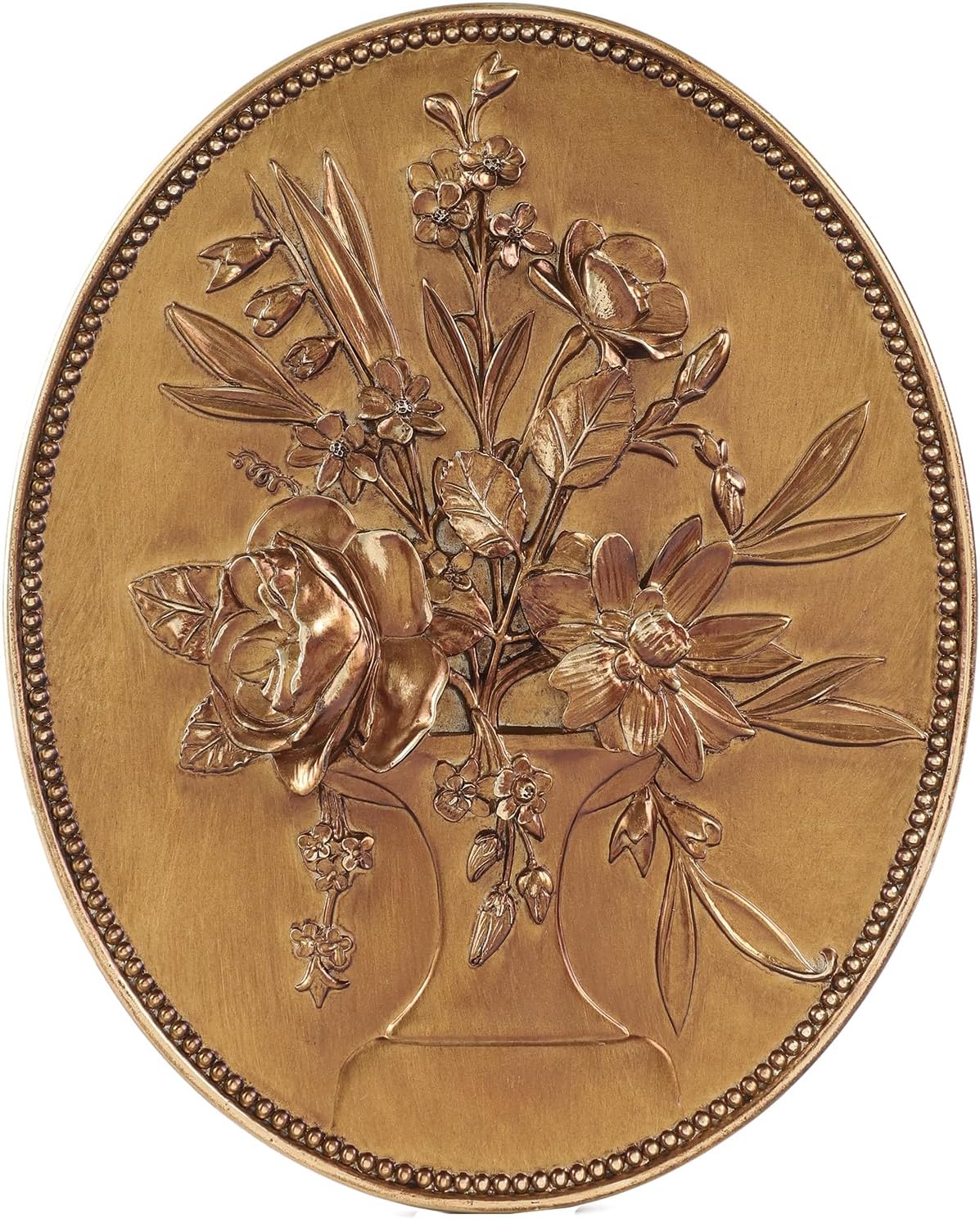 SIKOO Vintage Gold Flower Wall Sculpture - Hand-Painted Ornate Wall Art for Kitchen, Bedroom, Living Room