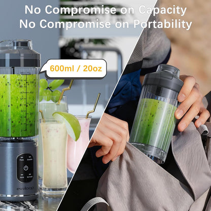 Skiennix Personal Blender - Portable Smoothie Maker with 4 Programs, USB-C Rechargeable, 18 oz, BPA Free