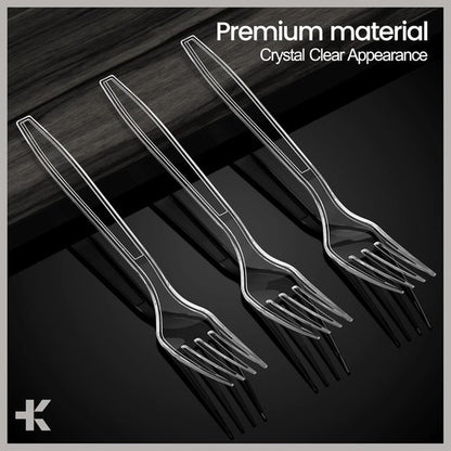 Bakken Disposable Cutlery Set - 180 Heavy-Duty Plastic Utensils | BPA-Free, Heat-Resistant, Clear for Parties & BBQs