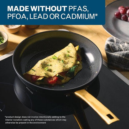 Farberware Forged Induction Ceramic Nonstick Cookware Set - 12 Piece Kitchen Essentials | Black & Gold, Dishwasher Safe