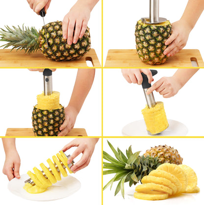 Pineapple Corer and Slicer with Triple Reinforced Stainless Steel with Thicker Blade - Easy-to-Use Pineapple Corer & Pineapple Cutter - Pineapple Slicer and Corer Tool for Easy Core Removal by Zulay