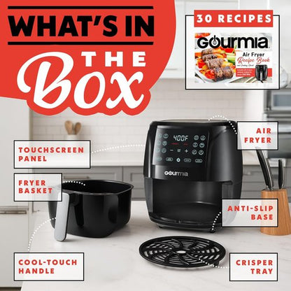 Gourmia Air Fryer - 4 Qt Capacity with FryForce360º Technology | Digital Display & 8 Cooking Presets, Black