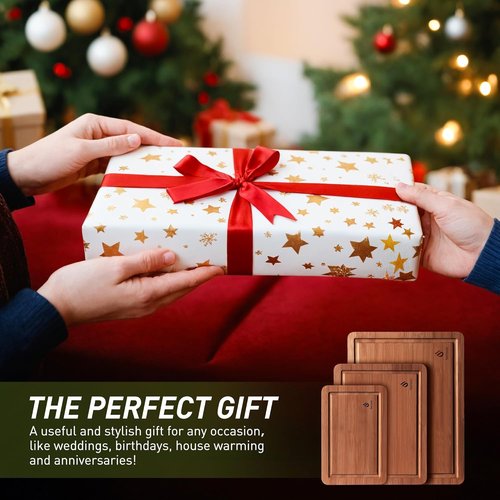 Bamboo Cutting Board Set by [Brand Name] - 3 Pack with Non-Slip Feet & Juice Groove | Extra Large & Small Sizes