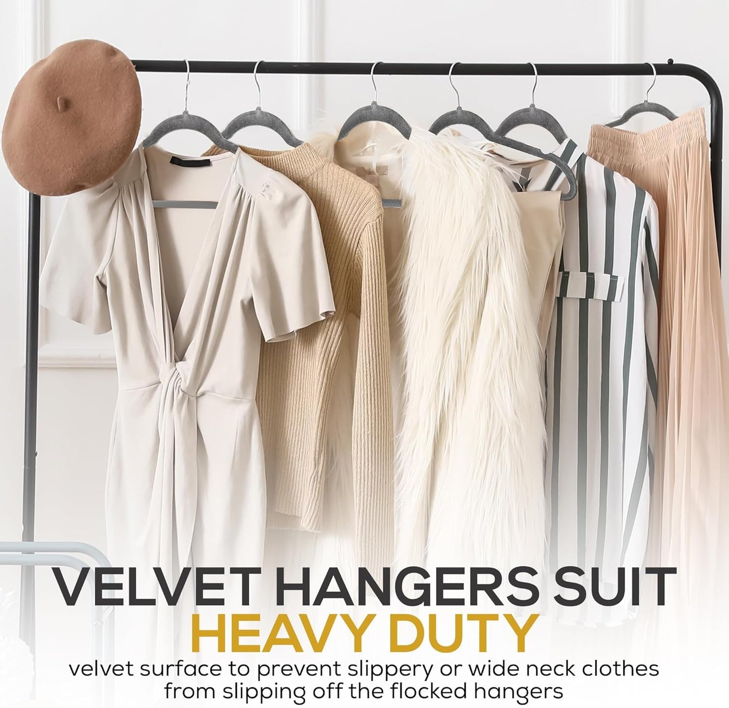 Techzoo Premium Velvet Hangers - 50 Pack Ultra Thin Non-Slip Suit Hangers | Space-Saving Gray Design