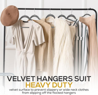 Techzoo Premium Velvet Hangers - 50 Pack Ultra Thin Non-Slip Suit Hangers | Space-Saving Gray Design