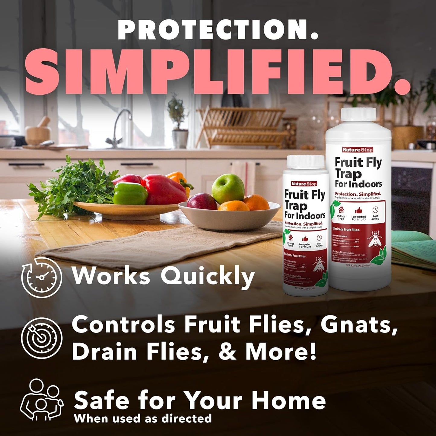 Skiennix Fruit Fly Trap - Effective Indoor Solution | 8oz Size for Maximum Catching Power