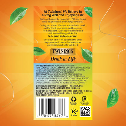 Twinings Herbal Tea Variety Pack - 20 Count (Pack of 6) | 5 Flavours, Naturally Caffeine-Free, Enjoy Hot or Iced