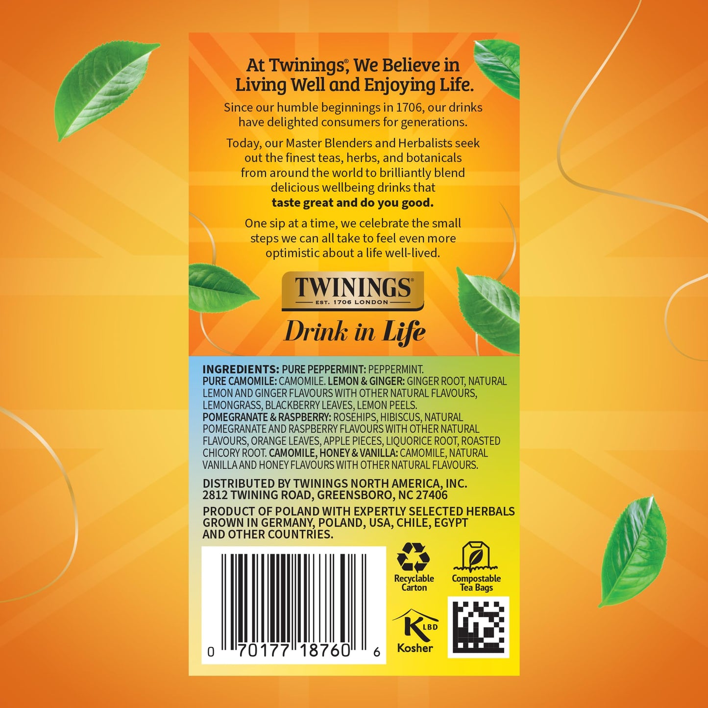 Twinings Herbal Tea Variety Pack, 20 Count (Pack of 6), Formerly Assorted Herbal, Includes 5 Flavours, Naturally Caffeine-Free, Enjoy Hot or Iced, 120 Teabags