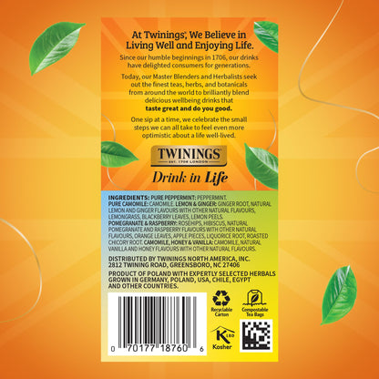 Twinings Herbal Tea Variety Pack, 20 Count (Pack of 6), Formerly Assorted Herbal, Includes 5 Flavours, Naturally Caffeine-Free, Enjoy Hot or Iced, 120 Teabags