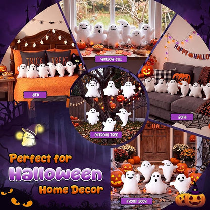 9-Inch Ghost Plush Toy Set - 6 Pack Halloween Decorative Stuffed Animals