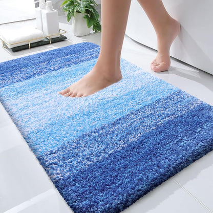 OLANLY Bathroom Runner Rugs - Extra Soft Microfiber, Quick Dry & Washable | 45x27, Light Royal Blue