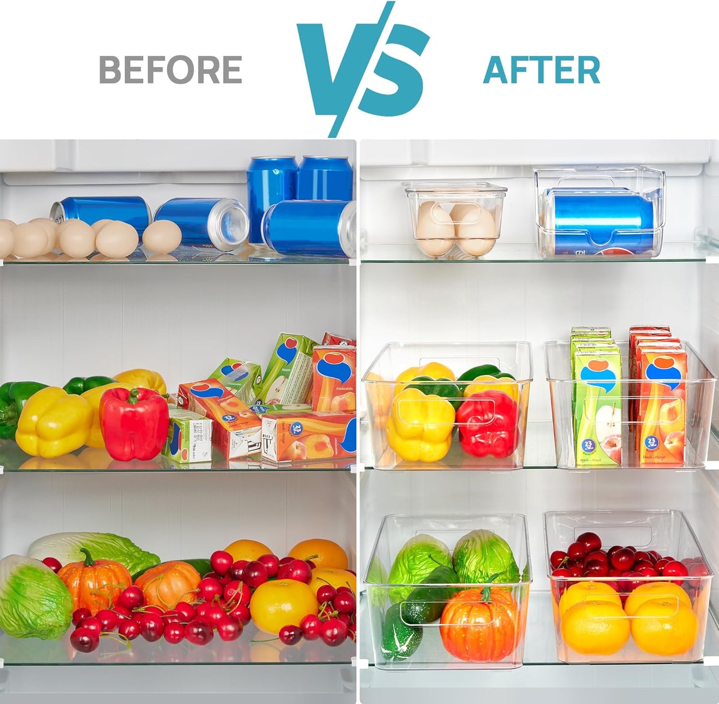 Vtopmart Fridge Organizer Bins - Set of 8 Clear BPA-Free Storage Containers for Kitchen & Pantry