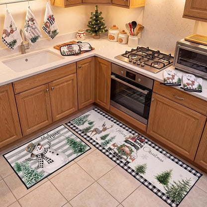 Rustic Christmas Kitchen Set - 12 Pcs Aprons, Towels, Runners & More (Variation: Rustic Style)