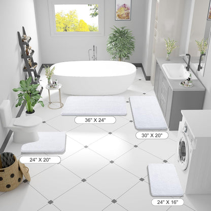 OLANLY Bathroom Rugs - Extra Soft Chenille Bath Mats | 59x35, Quick Dry & Machine Washable, White