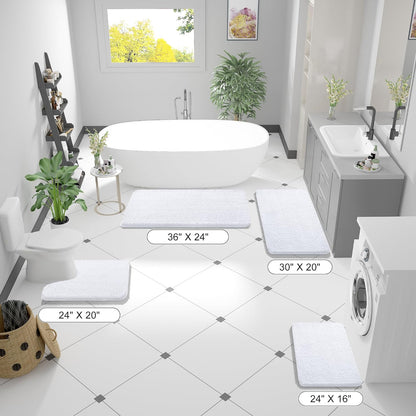 OLANLY Bathroom Rugs - Extra Soft Chenille Bath Mats | 35x24, Quick Dry & Machine Washable, White