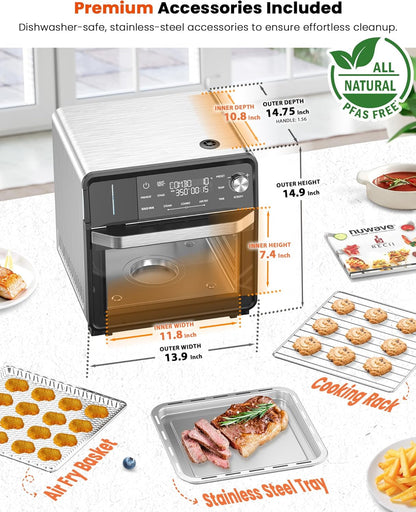 Nuwave Combi Steam Oven - Non-Toxic Stainless Steel Multi-Cooker with Air Fry & Sous Vide | 16 Quarts, 120 Presets
