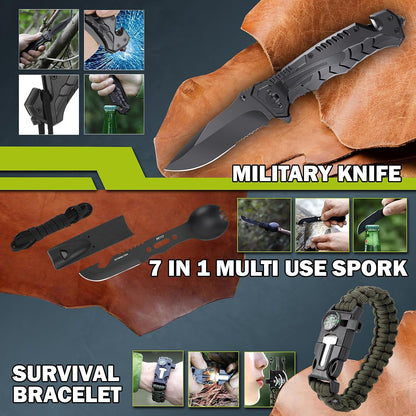 Survival Gear 17-in-1 Kit | Essential Tools for Fishing, Hunting & Camping - Perfect Christmas Gift