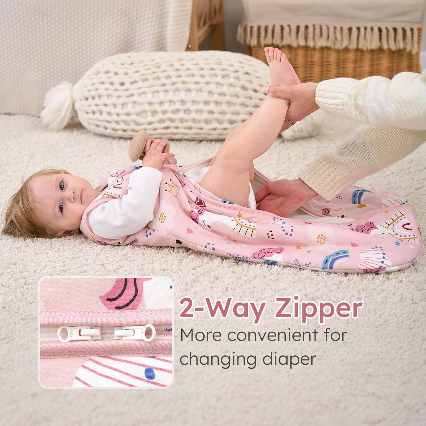 Yoofoss Baby Sleep Sack - 100% Organic Cotton Wearable Blanket for 12-18 Months | TOG 2.5, Soft & Warm