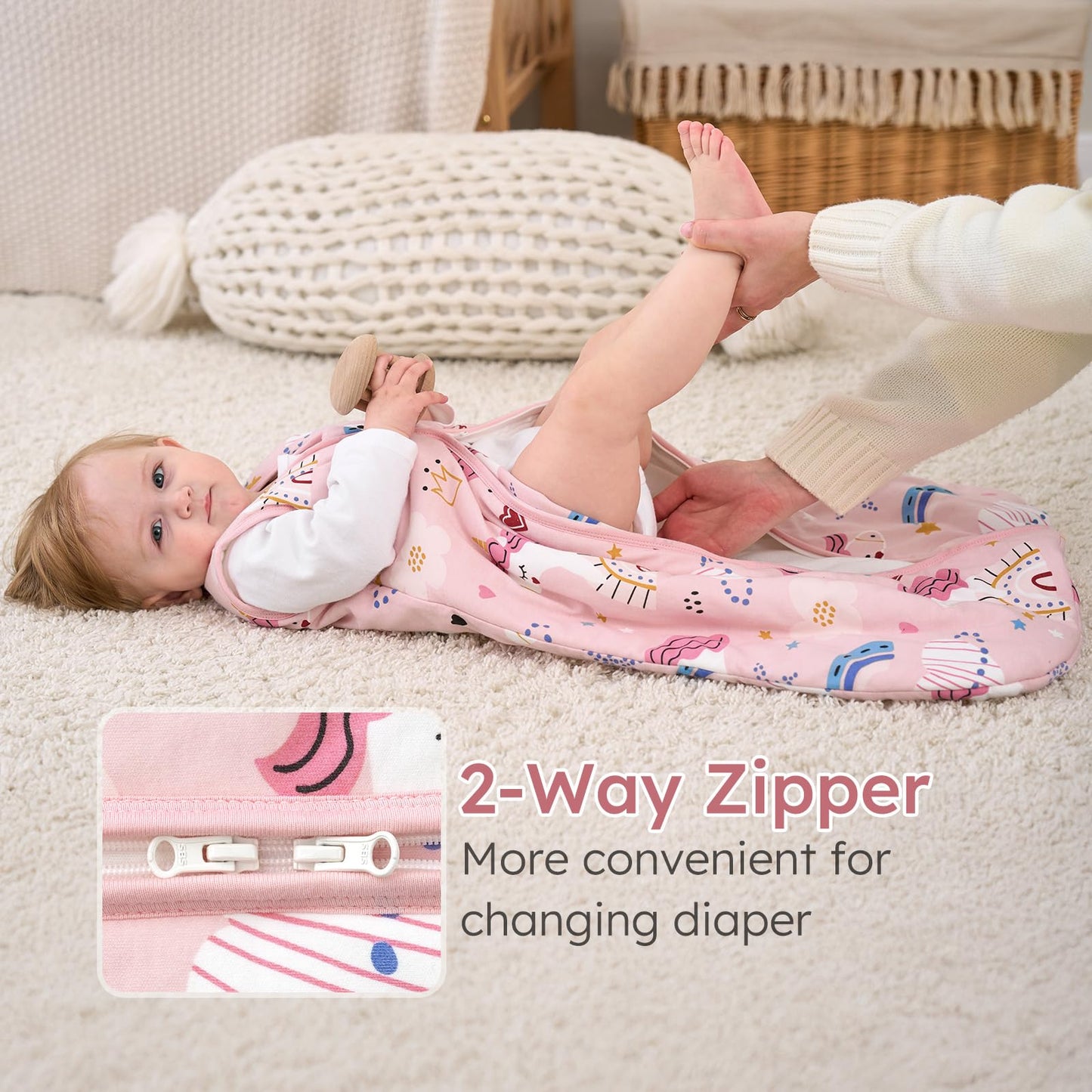 Yoofoss Baby Sleep Sack 6-12 Months, 1.5 Tog Baby Wearable Blanket with 2-Way Zipper, 100% Cotton Organic Fabric Winter Infant Sleeping Sack, Warm Soft Comfy