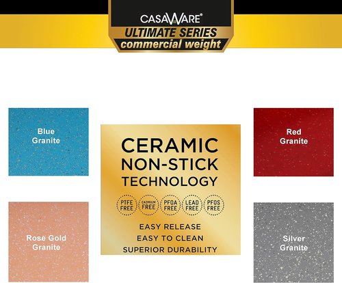CasaWare 15 x 10-Inch Non-Stick Ceramic Cookie/Jelly Roll Pan - Ultimate Blue Granite Finish