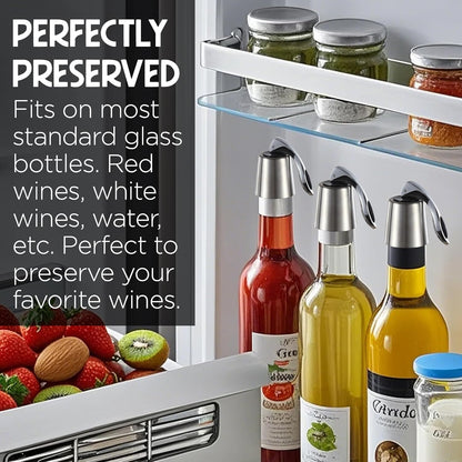 Stainless Steel Bottle Sealer & Wine Topper – Premium Wine Lover Gifts, Wine Gifts for Women and Men – Airtight Champagne Stopper for Sparkling Wine – Wine Essentials Gifts
