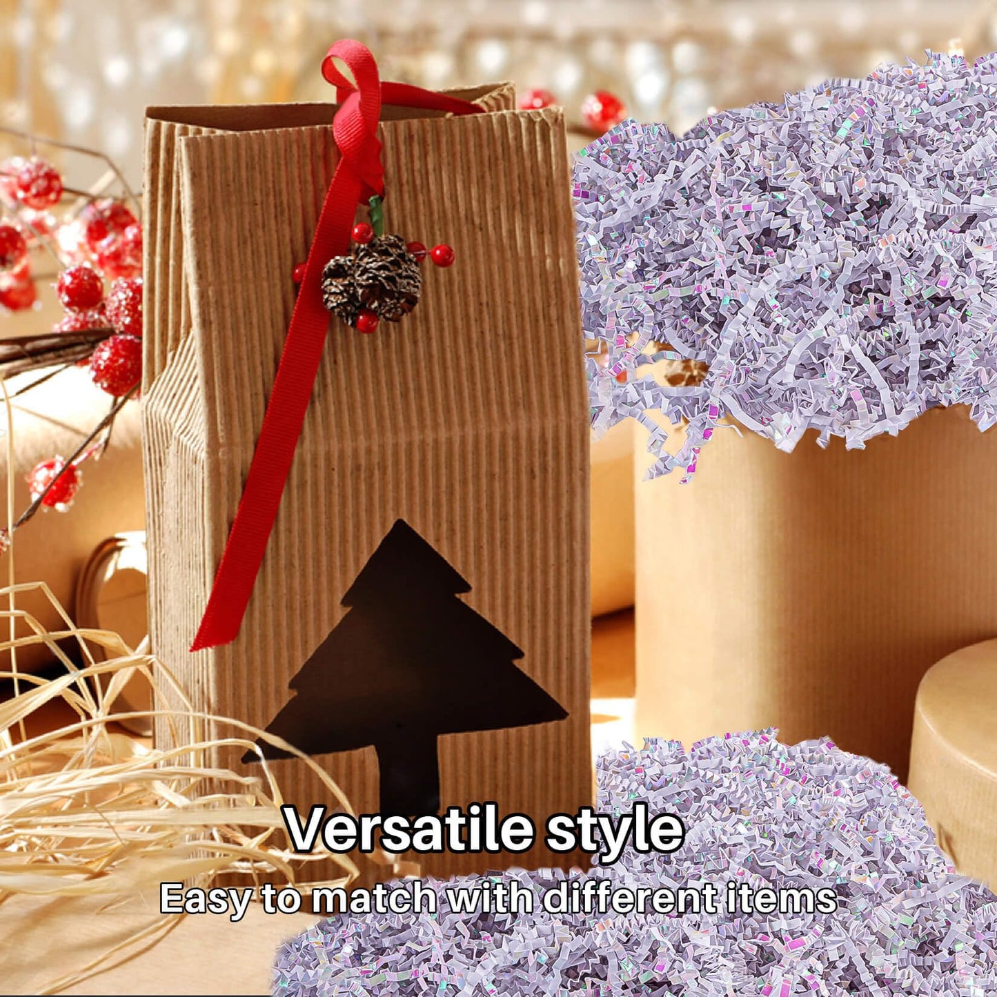 Sukh Diamond White Crinkle Paper Filler - Shredded Crinkle Cut Paper for Gift Baskets & Boxes, Protective Ornament Stuffing Grass for Wedding, Christmas, Valentine's Day, Birthday, Easter, Beauty 5OZ