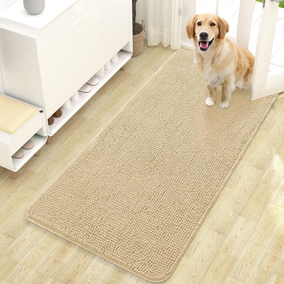 OLANLY Dog Door Mat - Absorbent Non-Slip Washable Doormat for Muddy Paws | 47x24 Inches, Quick Dry Chenille
