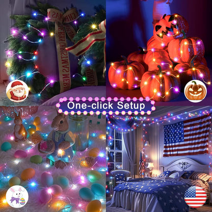 OMIKA Color Changing Fairy Lights - 33Ft Twinkle String Lights with 100 LEDs & USB Remote | 24 Colors, 196 Modes