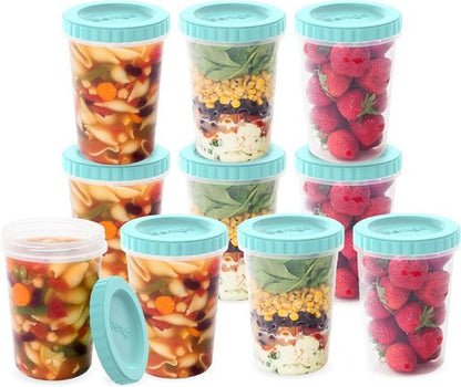 Bentgo Prep - 20-Piece Leak-Proof Deli Containers | 32 fl oz, Reusable, BPA-Free, Stackable, Aqua Splash