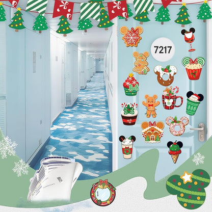 Mouse Christmas Cruise Door Magnets – 24 Pcs Gingerbread Ship Decorations