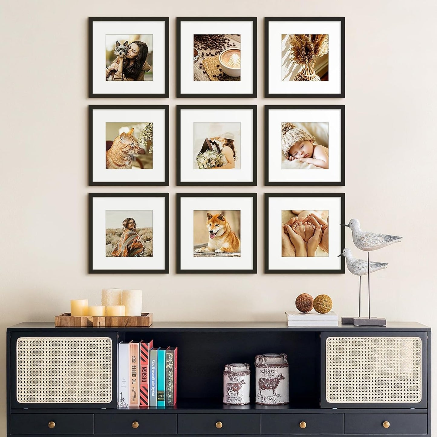 Upsimples 12x12 Picture Frame - Versatile Display for 8x8 or 12x12 Photos | Black, 1 Pack