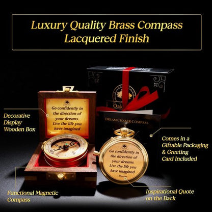 Dream Chaser Compass - Motivational Graduation Gift for Him | Unique 2026 College & High School Present