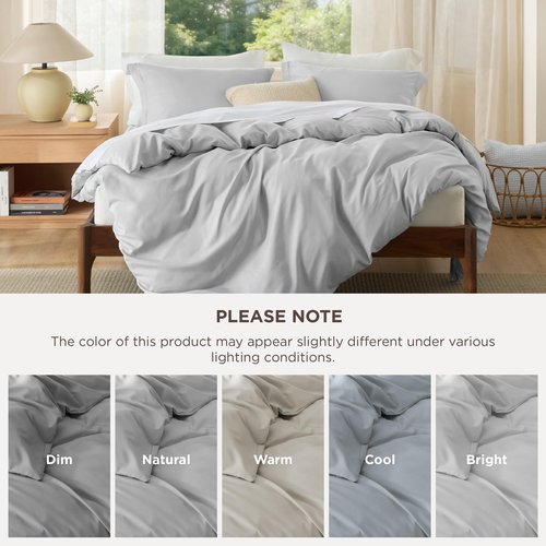 Bedsure Duvet Cover King Size - Soft Double Brushed Bedding Set for Kids & Adults, Zipper Closure, 3 Pieces, Includes 1 Duvet Cover (104"x90") & 2 Pillow Shams, NO Comforter, Silver Grey
