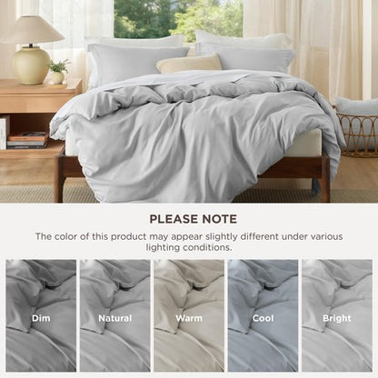 Bedsure Duvet Cover King Size - Soft Double Brushed Bedding Set for Kids & Adults, Zipper Closure, 3 Pieces, Includes 1 Duvet Cover (104"x90") & 2 Pillow Shams, NO Comforter, Silver Grey