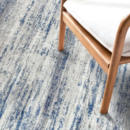 KOZYFLY Modern Abstract Hallway Runner Rug, 2.6x8 Washable Rug Runner Non-Slip Soft Striped Kitchen Runner Rugs, Print Distressed Grey Blue Carpet Runner for Entryway Bathroom Laundry Room Foyer