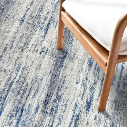 KOZYFLY Modern Abstract Hallway Runner Rug, 2.6x8 Washable Rug Runner Non-Slip Soft Striped Kitchen Runner Rugs, Print Distressed Grey Blue Carpet Runner for Entryway Bathroom Laundry Room Foyer