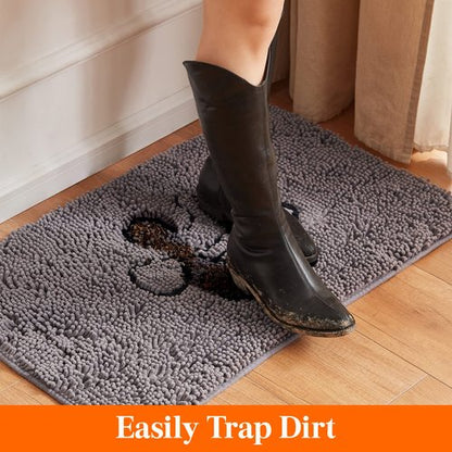 Lifewit Chenille Doormat Traps Mud and Water, Non Slip Entryway Rug for Muddy Shoes and Dog Paws, Machine Washable Indoor Front Door Mat for Pet Entry, Back Door, Mud Room, Gray, 24" × 36"