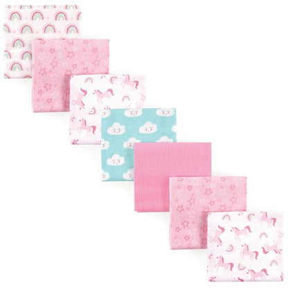 Luvable Friends Unisex Baby Receiving Blankets - Soft Cotton Flannel, Rainbow 7-Pack, One Size