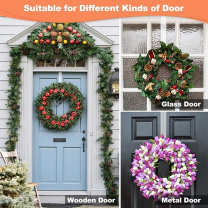 Clear Wreath Hanger - 15" Invisible Over The Door Hook | Non-Scratch, 10lb Heavy Duty Decor