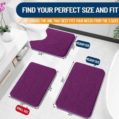 OLANLY Bathroom Rugs - Extra Soft Absorbent Chenille Mats | Quick-Dry, Machine Washable, 36x24, Purple