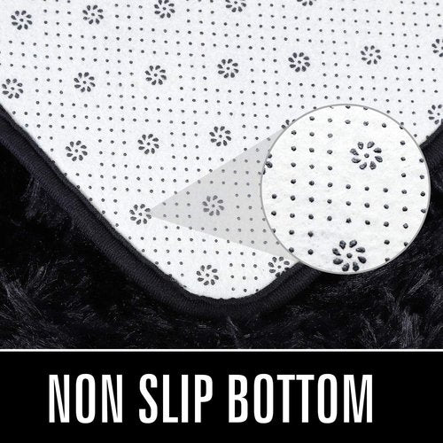 HOMORE Small Black Area Rug - Soft Fluffy 2x3 Feet Bedroom Mat | Ideal for Desk & Dorm Use