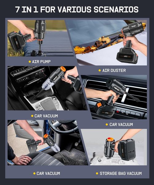 MBNGF Portable Cordless Car Vacuum - 35000PA High Power Suction & Blower | Ideal for Home, Desktop & Gifts (Midnight Black)