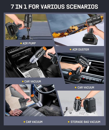 MBNGF Portable Cordless Car Vacuum - 35000PA High Power Suction & Blower | Ideal for Home, Desktop & Gifts (Midnight Black)