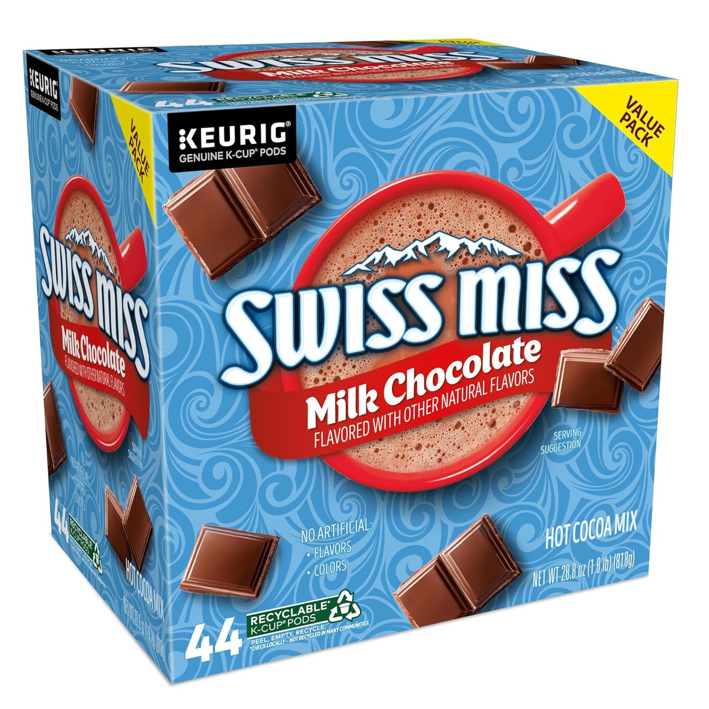 Swiss Miss Hot Cocoa K-Cup Pods - Rich Milk Chocolate Flavor | 44 Single-Serve Pods