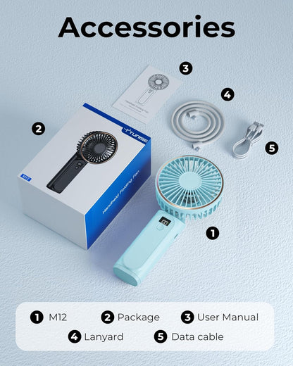 TUNISE Portable Handheld Fan - 4000mAh Battery, 6 Speed Settings, USB Rechargeable, Adjustable Design