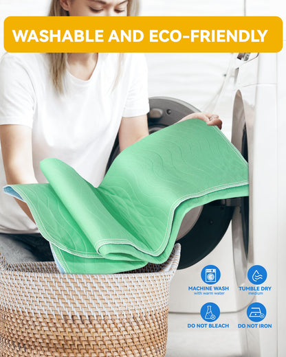 Washable Underpads Waterproof, 4 Pack 36" x36'' Heavy Absorbency Incontinence Bed Pads, Bed Wetting Pads for Adults, Elderly, Kids and Pets, Soft Reusable Changing Pads for Bed