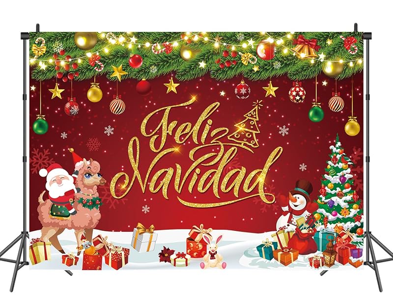 10x8FT Feliz Navidad Christmas Backdrop Banner - CINRAY Vinyl Photo Backdrop