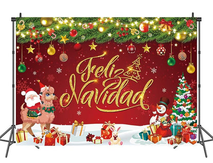 10x8FT Feliz Navidad Christmas Backdrop Banner - CINRAY Vinyl Photo Backdrop
