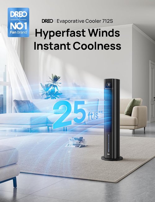 DREO Tower Fan - 43" Oscillating Cooling Fan with Quiet Operation & APP Control | 4 Modes, 12H Timer, Black