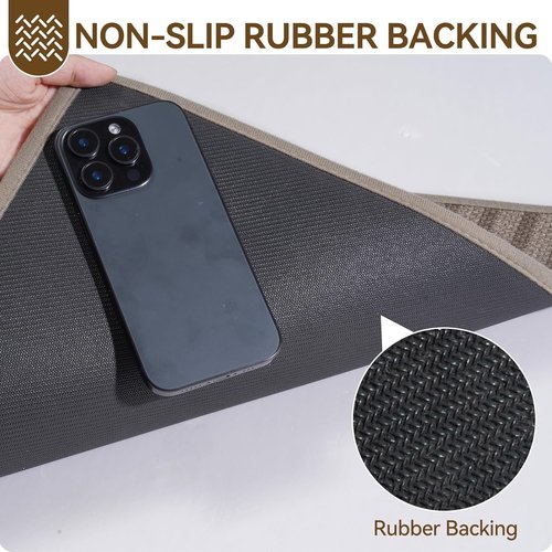 Absorbent Front Door Mat by [Brand Name] - 17''x30'' Non-Slip, Washable Indoor Doormat | Easy-Clean Brown Welcome Mat
